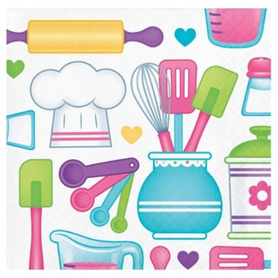 16ct Little Chef Cocktail Beverage Napkins