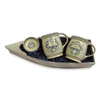 Blue Crab Mugs with Condiment Dish Gift Set