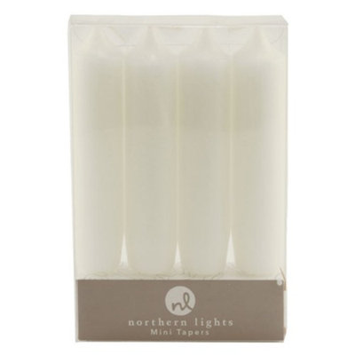 Northern Lights Candles Mini Taper-4 Pack, White