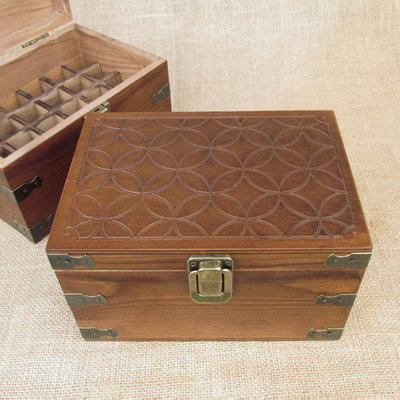 Mosaic Design Wood Storage Box for Roll On Essential Oil Aromatherapy Bottles by Rivertree Life