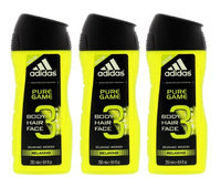 Adidas Pure Game 3-in-1 Relaxing Shower Gel, Shampoo & Face Wash 8.4fl oz.(Pack of 3)