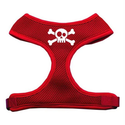 Mirage Pet Products Skull Crossbones Screen Print Soft Mesh Dog Harnesses, Medium, Red