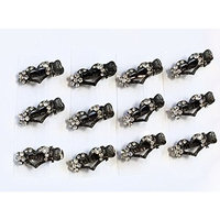 12 Pieces Heart Design Clear White Rhinestone With Black Grey Color Metal Alligator Clips