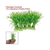 TOOGOO(R) 10PCS Plastic Green Aquarium Fish Tank Plant Green