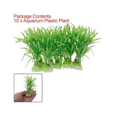 TOOGOO(R) 10PCS Plastic Green Aquarium Fish Tank Plant Green