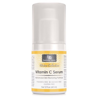 Beauty Aura Divine Collection Vitamin C Serum 2 Fl Oz (60 ml)