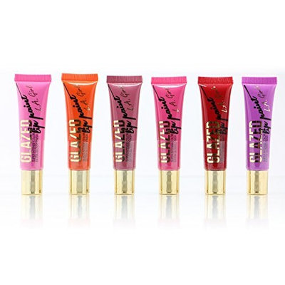 L.A. Girl Glazed Lip Paint Gloss - Super Intense Color & Extra Glossy Finish Full Set of 6 Colors