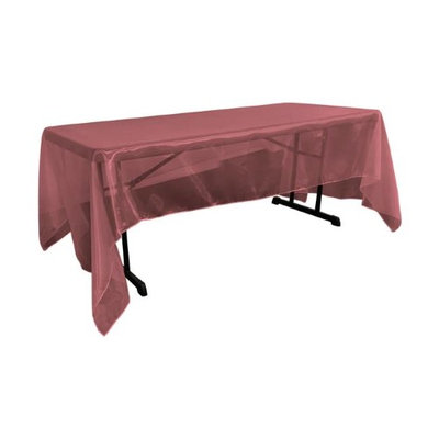 LA Linen TCOrgz60x144-BurgundyO17 Sheer Mirror Organza Square Tablecloth Burgundy - 60 x 144 in.