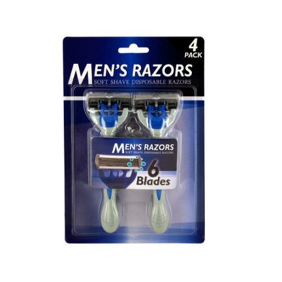 Men'S 6 Blade Soft Shave Disposable Razors (Pack Of 4)