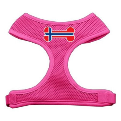 Mirage Pet Products Bone Flag Norway Screen Print Soft Mesh Dog Harnesses, Large, Pink