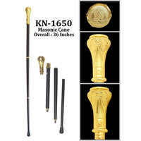 Classy Freemason Walking Stick Cane With Engraved Masonic Symbols On Handle