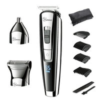 HATTEKER Waterproof Beard Trimmer Kit For Men 3 In 1 Body Grommer Kit Mustache Trimmer Cordless Hair Clippers Nose Hair Trimmer,LED Display,USB Rechargable,Best Gift: Beauty