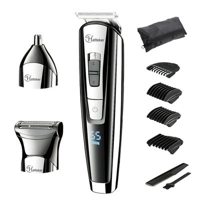 HATTEKER Waterproof Beard Trimmer Kit For Men 3 In 1 Body Grommer Kit Mustache Trimmer Cordless Hair Clippers Nose Hair Trimmer,LED Display,USB Rechargable,Best Gift: Beauty