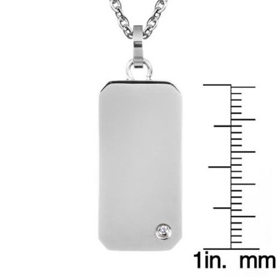 Cubic Zirconia Best Friend Engravable Mini Stainless Steel Dog Tag Pendant