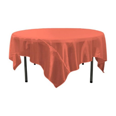 LA Linen TCOrgz90X90-Red098 Sheer Mirror Organza Square Tablecloth Red - 90 x 90 in.