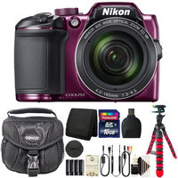 Nikon Coolpix B500 16MP Point and Shoot Camera Plum with 16GB Accessory Kit