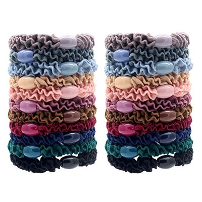 Fashion & Lifestyle 22 Pack Large Hair Ties Pony Ponytail Holders - Thick Solid Stretchy Elastic Hair Bands Boutique Woven Ropes for Girls Women and Ladies