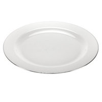 Lillian Dinnerware, Magnificense Plastic Plate, Pearl - Silver Edge, 10.25', 10 Ct