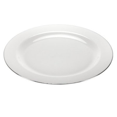 Lillian Dinnerware, Magnificense Plastic Plate, Pearl - Silver Edge, 10.25', 10 Ct