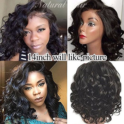 For Wigs 360 Lace Frontal Wig Natural Color 100% Bob Human Hair Wigs Side Part 150 Density Medium Cap Medium Brown Lace for women