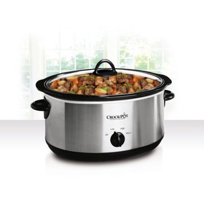 Crock-pot - 5-quart Slow Cooker - Stainless Steel/black