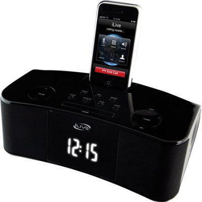 Ilive Icp310b Black Clock Radio Ipod Dock Dual Alarm Am Fm