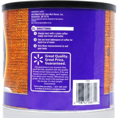 Great Value Colombian Ground Coffee, Medium Dark Roast, 24.2 oz