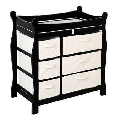 Black Sleigh Style Changing Table with Six Baskets by Badger Basket # 02413