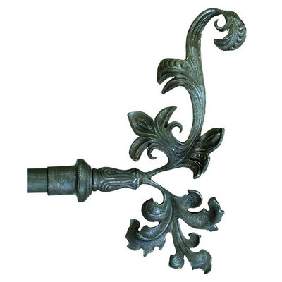 1 1/4 in. Drapery Finial - Extended Leaf - Set of 2 (Black)