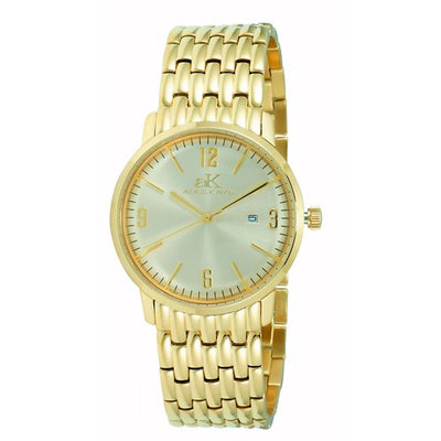 Adee Kaye Unisex Dome 40mm Gold-Tone Steel Bracelet & Case Quartz Analog Watch AK8224-LGG