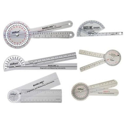 Fabrication Enterprises 12-1028HR-25 Baseline Plastic Goniometer Set, Hires 25 Each - 6 Piece