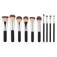 Aribelly 10PCS Make Up Foundation Eyebrow Eyeliner Blush Concealer Brushes (black)