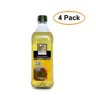 Native Harvest Expeller Pressed High Oleic Non-GMO Sunflower Oil, 1 Liters (33.8 FL OZ), 4 Pack