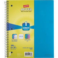 Staples® Accel Durable Poly Cover Notebook, Wide Ruled, Teal, 8