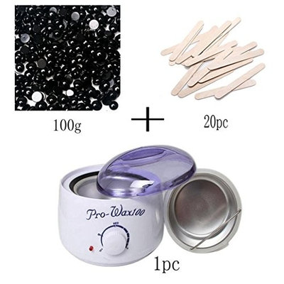 Cosmetic Wax Warmer,NOMENI Hair Removal Bean Wiping Sticks Hot Wax Warmer Heater Pot Depilatory Set Black