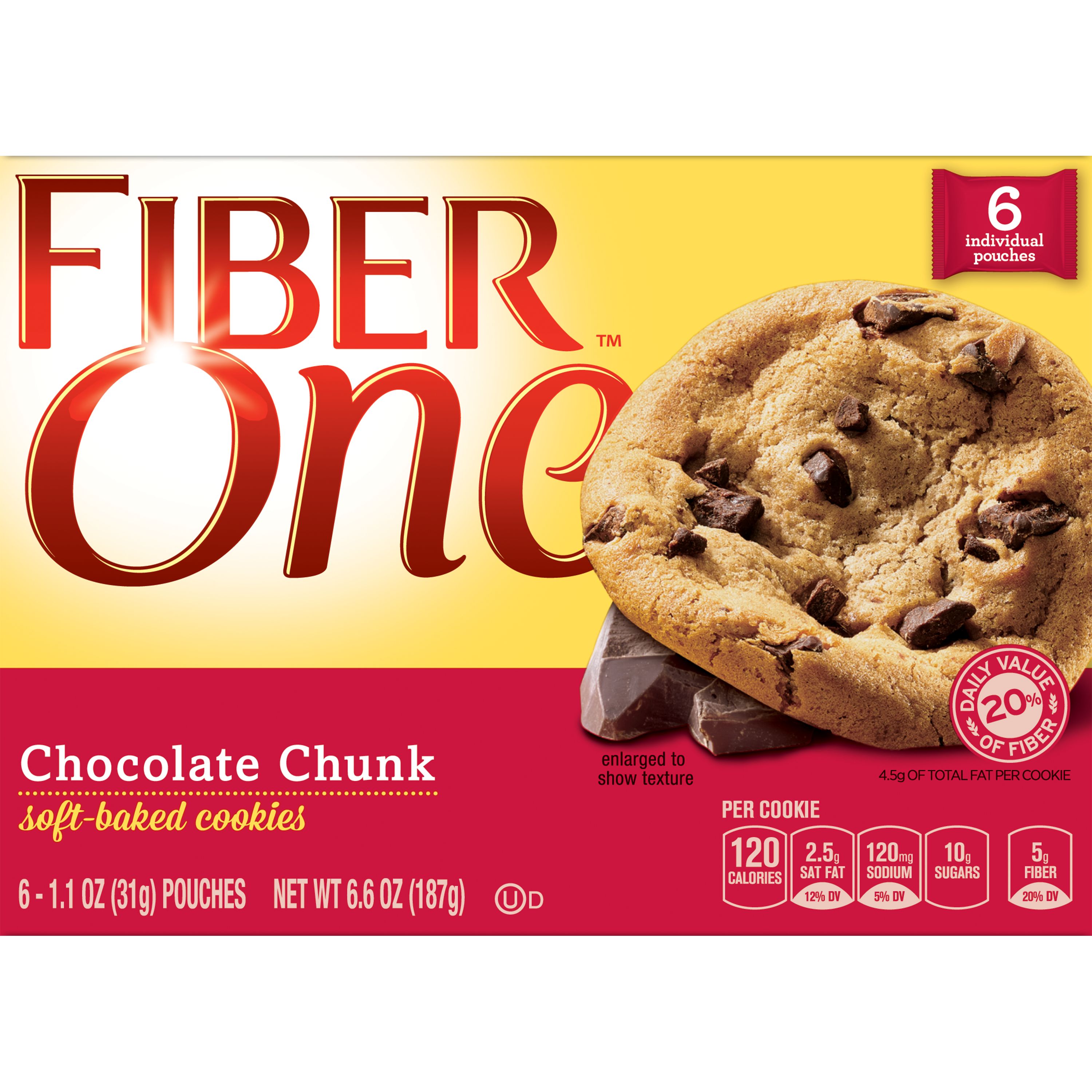Fiber One Soft-Baked Cookies, Chocolate Chunk, 6.6 oz.