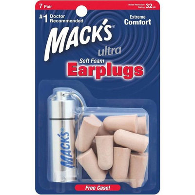 Mack's Shooters Ultra Foam Earplugs, 7-Pair with Free Travel Case