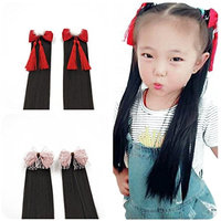 Princess Synthetic Hair Ponytail Extensions with Bowtie Clip on Pony Tails Hairpiece for Baby Girls