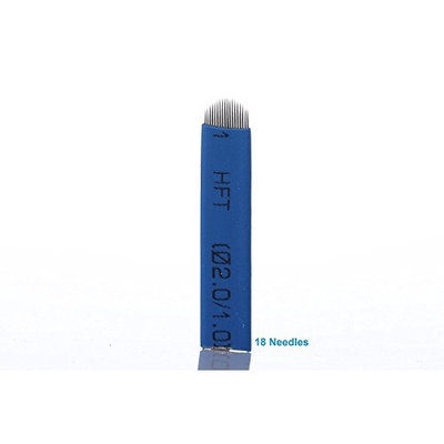 Yimart 50 Pieces Blue Permanent Makeup Tattoo Needles Manual Eyebrow Microblading 18 U-Shape Needles