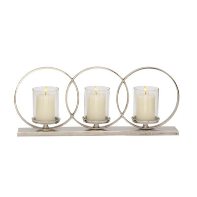 Uma Benzara Charismatic Aluminum Glass Candle Holder