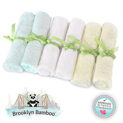 Brooklyn Bamboo | Baby Washcloth Wipes | Extremely Soft & Absorbent | Extra Durable & Hypoallergenic | 6 Pack Set | 10 x 10 Inches | Assorted Colors