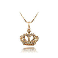 CTrend Crystal Necklace Rose Gold Crown Pendant Wedding Gift E005