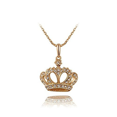 CTrend Crystal Necklace Rose Gold Crown Pendant Wedding Gift E005