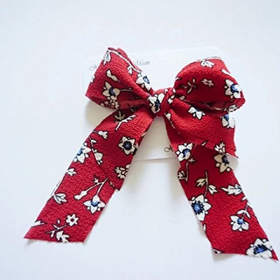 Red Floral Hair Clip for Girls and Teens (NEW AND HANDMADE) (A Fully Wrapped)