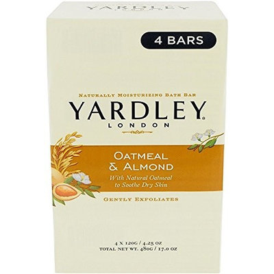 Yardley of London Naturally Moisturizing Bar Soap Oatmeal & Almond 3+1 Free
