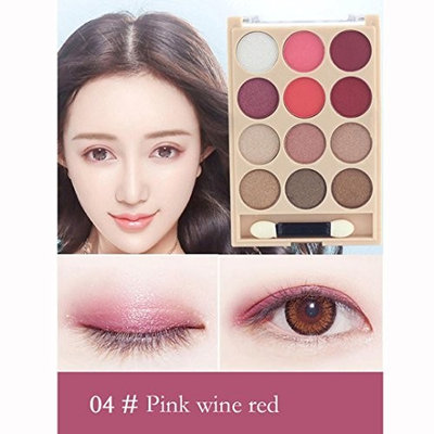 12 Colors Shimmer Eye Shadow Palette ,YOYORI Shimmer EyeShadow Diamond Pigment Waterproof Natural Cosmeticfor Naked Natural Nude Bronze or Smokey Eye Makeup