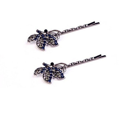 2 Pairs Rhinestone Hair Clip Clamps Bobby Pins(Butterfly style)