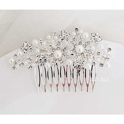 LISALI Wedding Hair Comb, Crystal Headpiece, Leaf Hair Comb, Gold bridal Vine Bridal Hair Comb