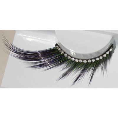 Zinkcolor Black Green Rhinestone False Eyelashes D331 Dance Halloween Costume