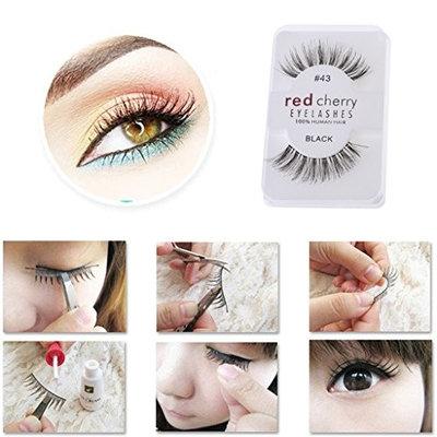 SYlive Fake Eyelashes, Women Makeup Natural Long Black Hand-made Lashes Extensions #43 (6pairs)